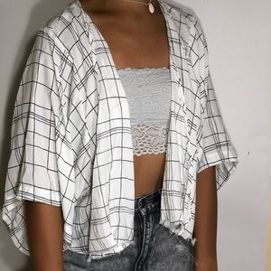 Forever 21 grid pattern blouse cover up
